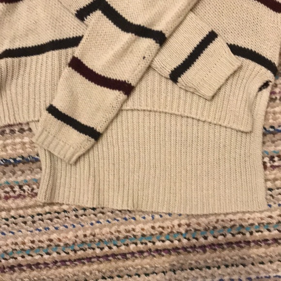 Beige Sweater with Red and Green Stripes - Picture 2 of 3